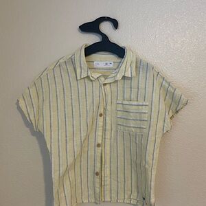 Zara Kids Yellow and Blue Striped Button Down Shirt
